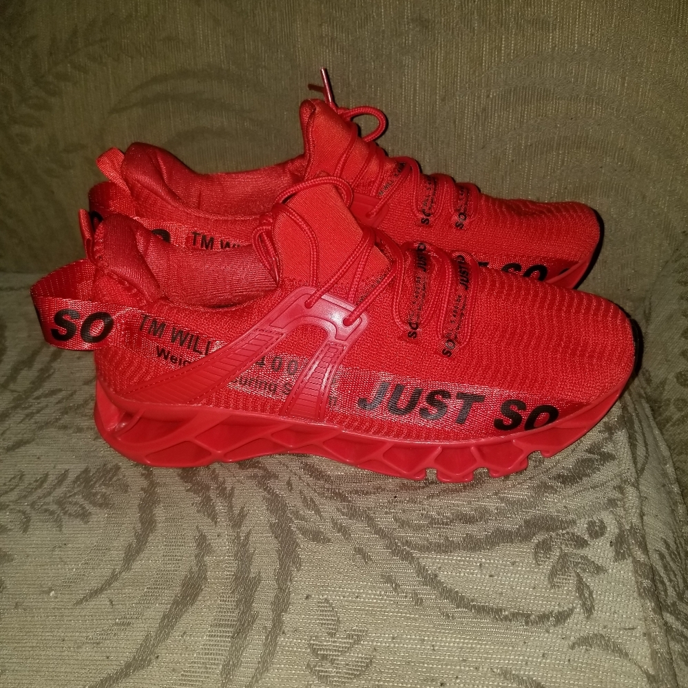 Red running shoes